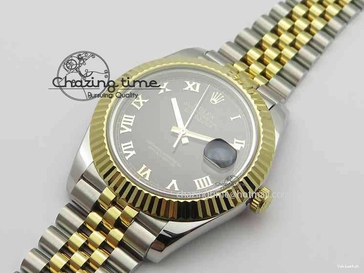 Roman YG Maker Black On Bracelet Edition A2813 BP Best 41mm DateJust SS Jubilee Dial II 0521